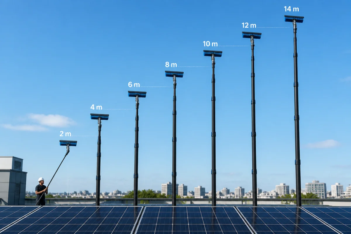 perche télescopique pour nettoyage panneaux solaires